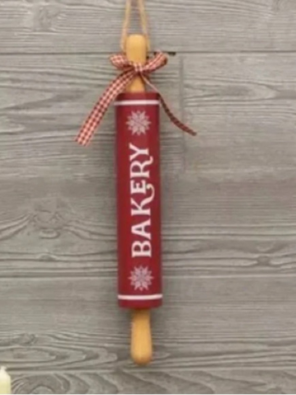 Red 'Bakery' Decorative Rolling Pin Wall Hanging